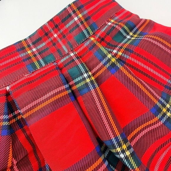 New York & Company Dresses & Skirts - New York & Company Red Tartan Plaid Pleated Midi Skirt XL Pockets Holiday Party